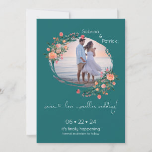 Ozean-Teal-Fotorahmen floral Save The Date