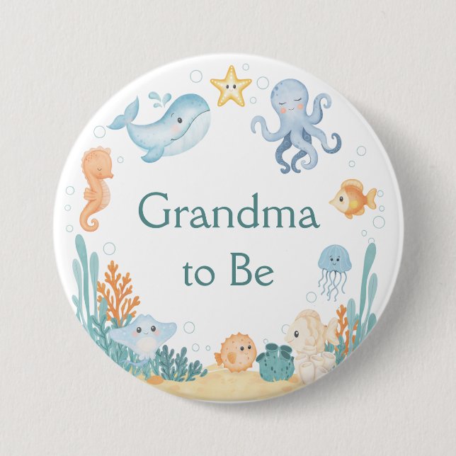 Ozean-Themen-Baby-Party-Button Button (Vorderseite)