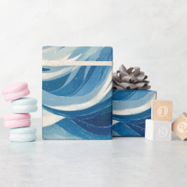 Ozean Tiefblauer Fluss Weißes Abstraktes Muster Geschenkpapier
