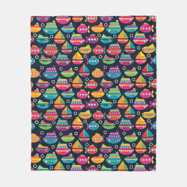 Ozean-Transport-Muster Fleecedecke (Vorderseite)