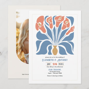 Ozean- und Korallensand-Abstract-Floral-Boho-Hochz Einladung