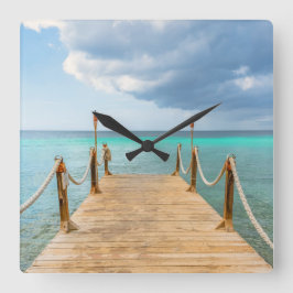 Ozean und Long Dock Quadratische Wanduhr