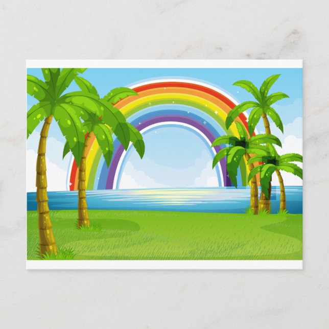 Ozean und Regenbogen Postkarte (Vorderseite)