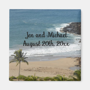 Ozean- und Strand-Hochzeitsdatum-Magnet Magnet