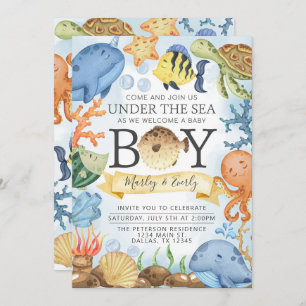 Ozean Under the Sea Boy Baby Shower Einladung