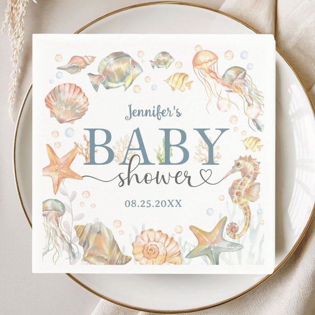 Ozean unter dem Meer Baby Shower Geschlechtsneutra Serviette (Von Creator hochgeladen)