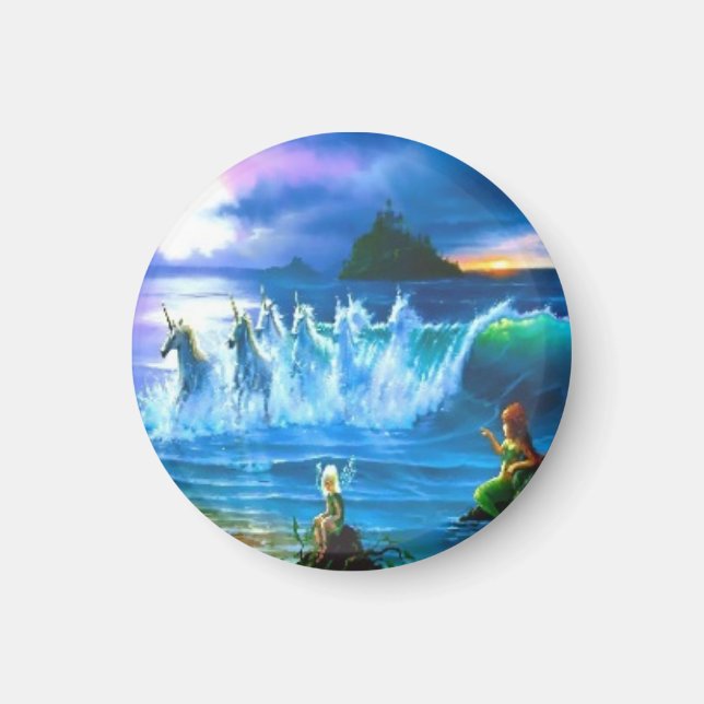 Ozean voller Einhornmagnet Magnet (Vorne)