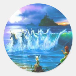 Ozean voller Unicornkleber Runder Aufkleber