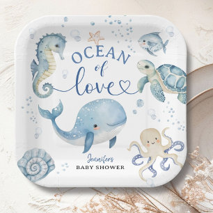 Ozean-Wal-Baby-Party Junge Blau  Pappteller