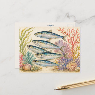 Ozean-Wasserfarben-Inspirierte Postkarte - 5 Sardi