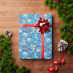 ozean weihnachtsbaum seepferdchen weihnachtsmann k geschenkpapier