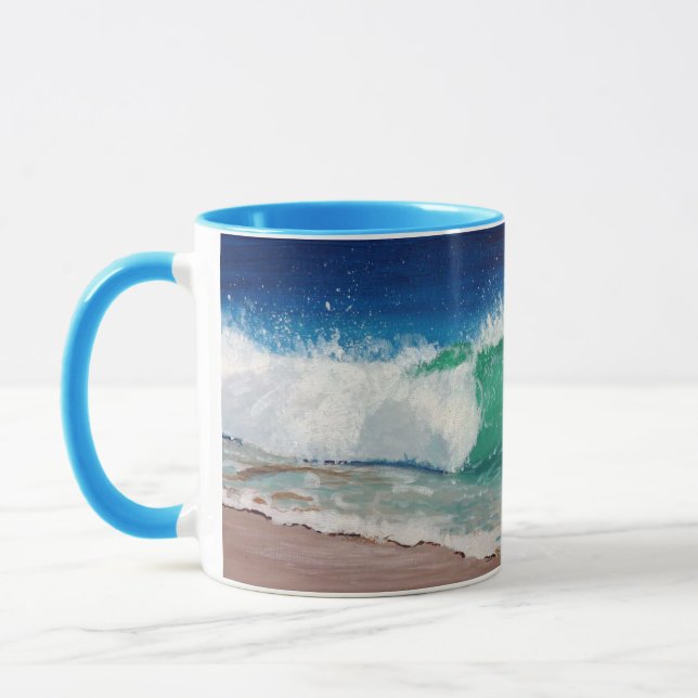 Ozean-Wellen-Tasse mit blauem Griff und Innenraum Tasse (Links)