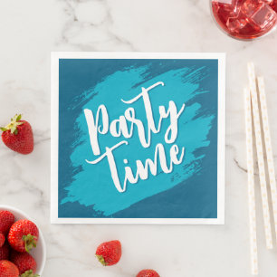 Ozeanblau abstrakter Farbstrich Party Time Serviette