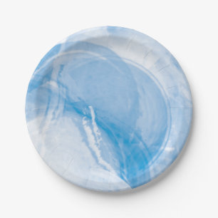 Ozeanblau Aquarell abstrakter Hintergrund Pappteller