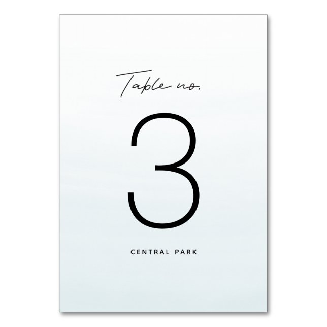 Ozeanblau-Aquarell-Hochzeit in Urlaubsort Tischnummer (Vorderseite)