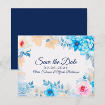 Ozeanblau-Aquarellblumen Save the Date