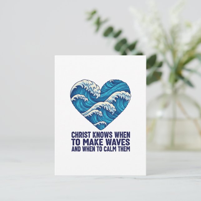 Ozeanblau Christus und die Wellen gestalten Postkarte (Stehend Vorderseite)