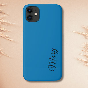Ozeanblau Einfarbige Minimalistische Elegante Name Case-Mate iPhone Hülle
