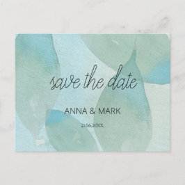 Ozeanblau grüne Wasserfarbe Transparente Original Feiertagspostkarte