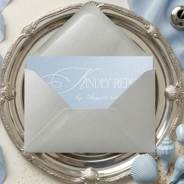 Ozeanblau-Luxus-Hochzeit QR CODE RSVP Karte (Von Creator hochgeladen)