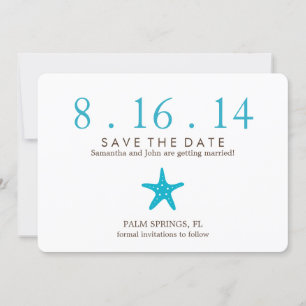 Ozeanblau-Sternenfische Hochzeit Sichern Sie das D Save The Date