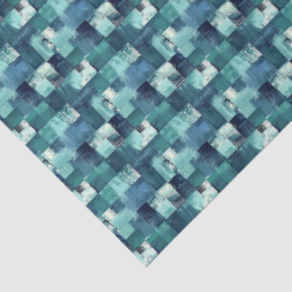 Ozeanblau und Türkis bemaltes Mosaik-Seidenpapier Seidenpapier