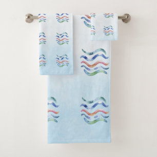 Ozeanblau und Wasserwaagen Badhandtuch Set