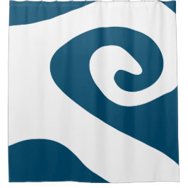 Ozeanblau und Weiß Wirbelwelle Duschvorhang