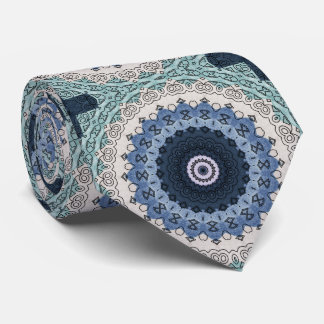 Ozeanblau-weißes Mandala-Design Krawatte