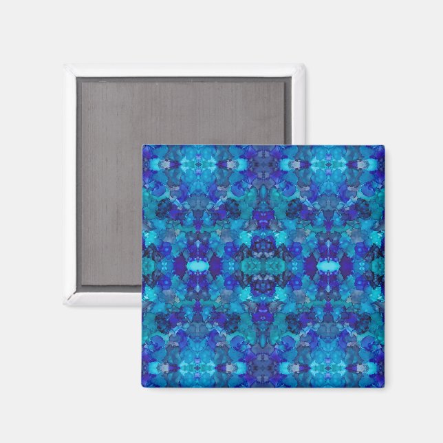 Ozeanblaue abstrakte Alkoholtinten-Kunst Magnet (Vorderseite/Rückseite)