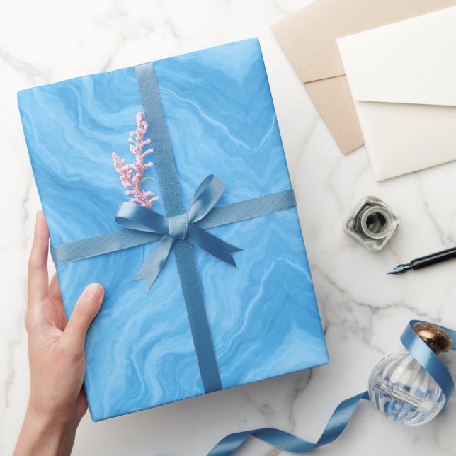 Ozeanblaue Marmorierung Geschenkpapier (Schenken)
