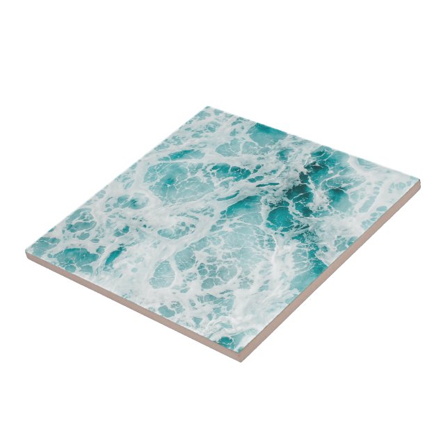 Ozeanblaue Wellen Fliese (Seite)