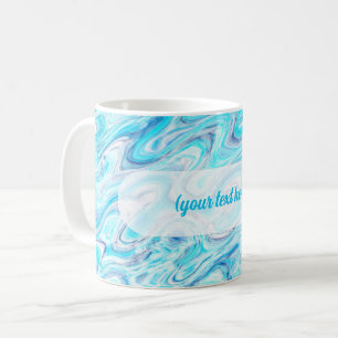 Ozeanblaue Wellenmarmorstruktur abstrakt flüssig Kaffeetasse