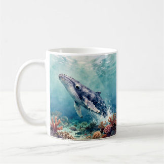 Ozeanblauer Wal und Küstenpoem Kaffeetasse