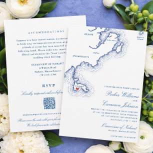 Ozeanblick von Nahant Alles-in-Einem QR RSVP Hochz Einladung