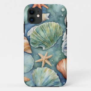 Ozeanbrise-Wasserfarbe: Muschel und Seestern Case-Mate iPhone Hülle