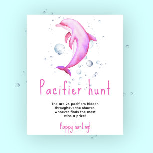 Ozeandelfin - Schnuller-Jagdspiel Babyparty Poster