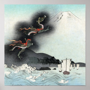 Ozeandrache auf dem Fuji HOKUSAI Ukiyo-e Poster