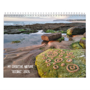 Ozeane 2026 Landart-Kalender Kiesel Strandkunst Kalender