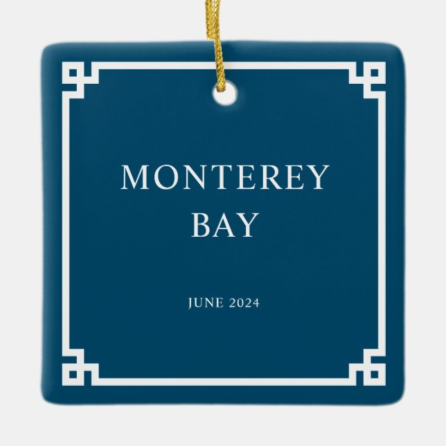 Ozeane, Blau- und Weißgriechisch-Schlüsselgrenzenf Keramikornament (Vorderseite)