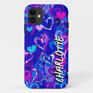 Ozeanharmonie: Graffiti Hearts Shades of Blue Case-Mate iPhone Hülle
