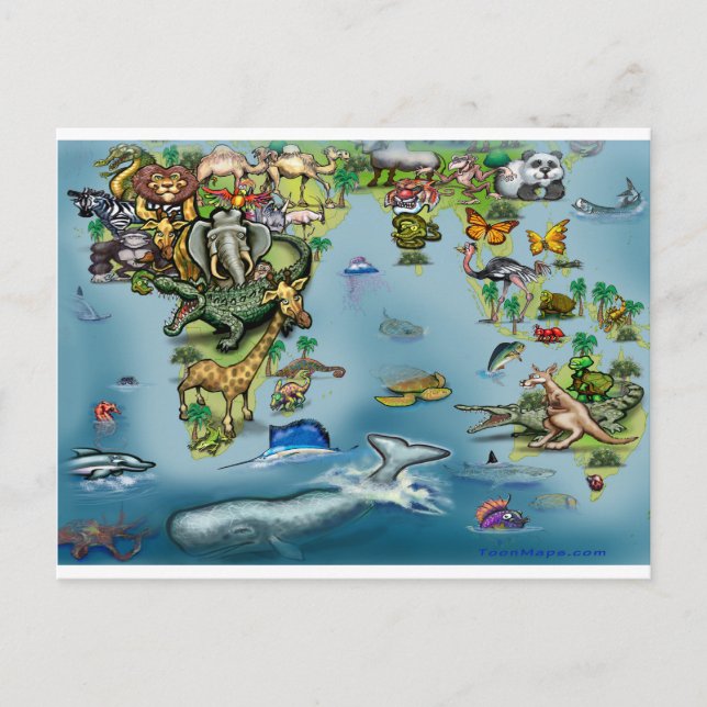 Ozeanien-Afrika-Weltkarte Postkarte (Vorderseite)