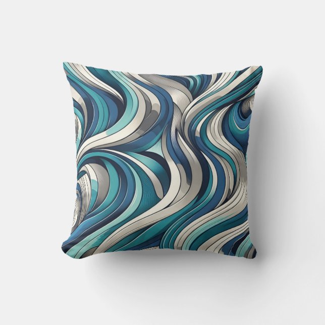 OzeanInspiriert Wellenmuster Kissen (Vorderseite)