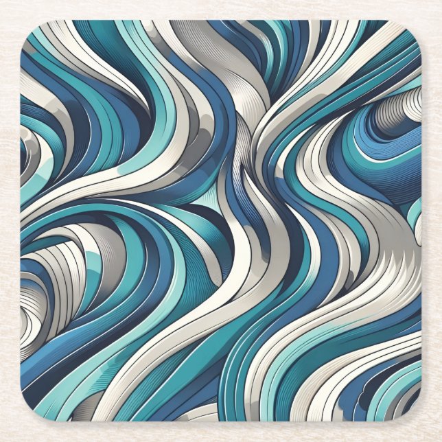 OzeanInspiriert Wellenmuster Rechteckiger Pappuntersetzer (Vorderseite)