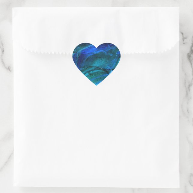 Ozeanisch geformter Stein Herz-Aufkleber (Tasche)