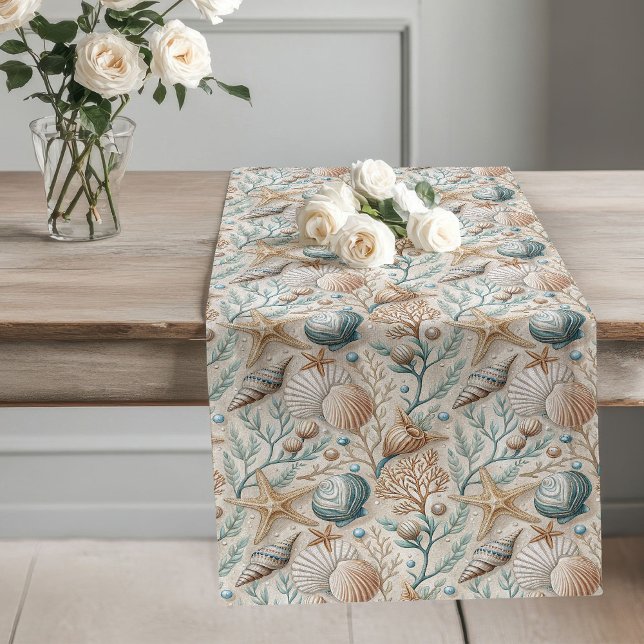Ozeanisch Inspiriert Tischläufer serene Essenseins (Ocean-Inspired Table Runner Serene Dining Setting)