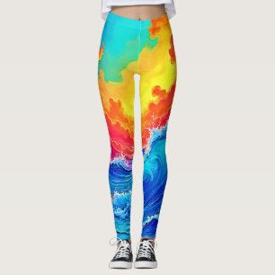 Ozeanische Flutwelle: Strahlende Sonnenuntergangsw Leggings