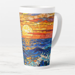 Ozeanische Küstenozeanwellen Sonnenuntergang   Milchtasse