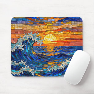 Ozeanische Küstenozeanwellen Sonnenuntergang Mousepad