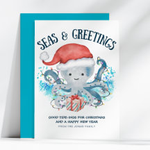Ozeanische Weihnachtsgrüße Octopus Santa